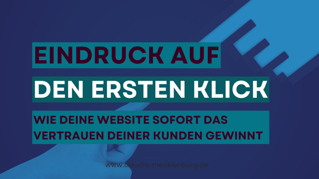 "Wie der erste Eindruck einer professionellen Website Kunden gewinnt" - im Hintergrund ein Compuutermaus-Cursor der eine menschliche Hand berührt.